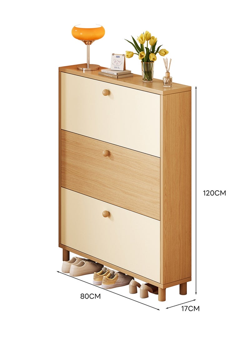 Sharpdo 3-Tier Flip-Top Shoe Cabinet, Ultra-Thin Entryway Shoe Cabinet, 80×17×120 Cm - Image 1