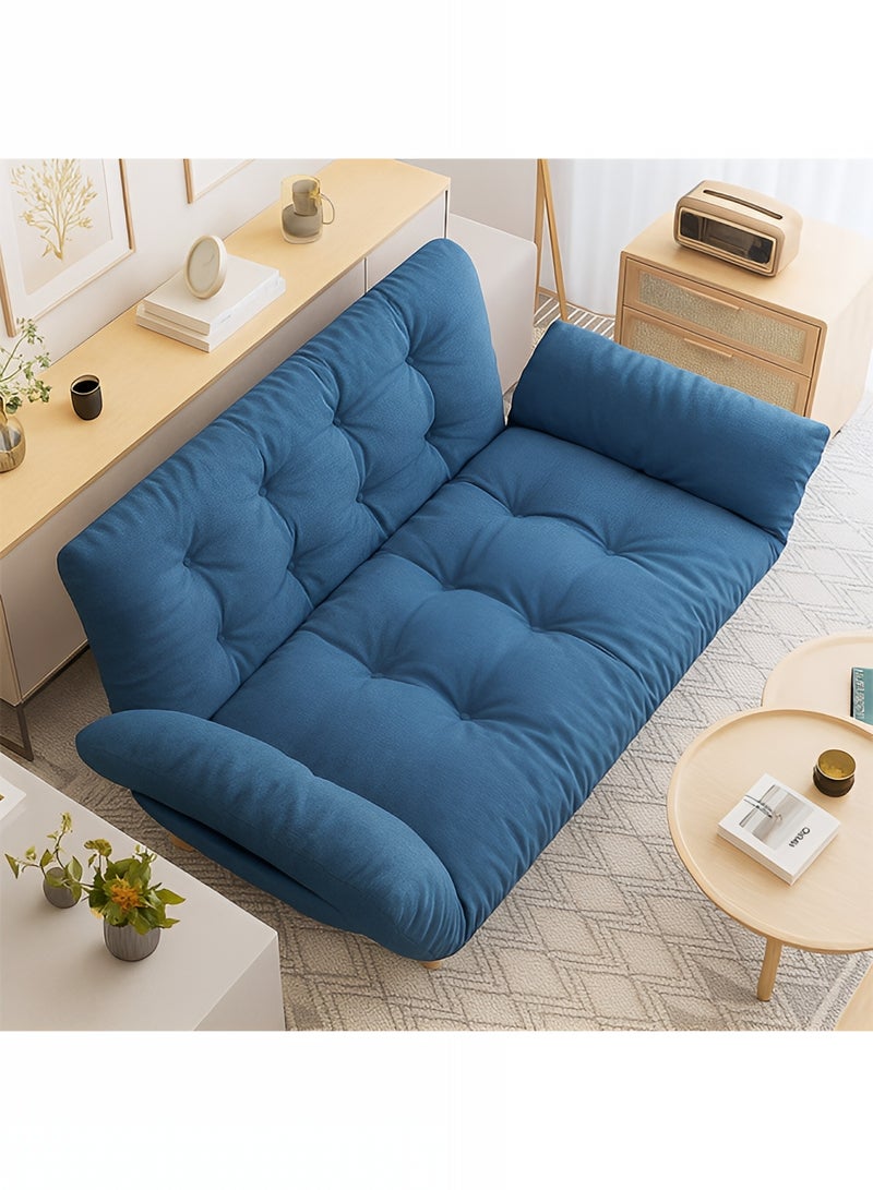 تايمي أريكة قابلة للطي لشخصين، اريكة سرير بذراعين ومسند ظهر قابل للتعديل، سرير قابل للطي لغرفة المعيشة والمكتب والنوم - أزرق - Image 2