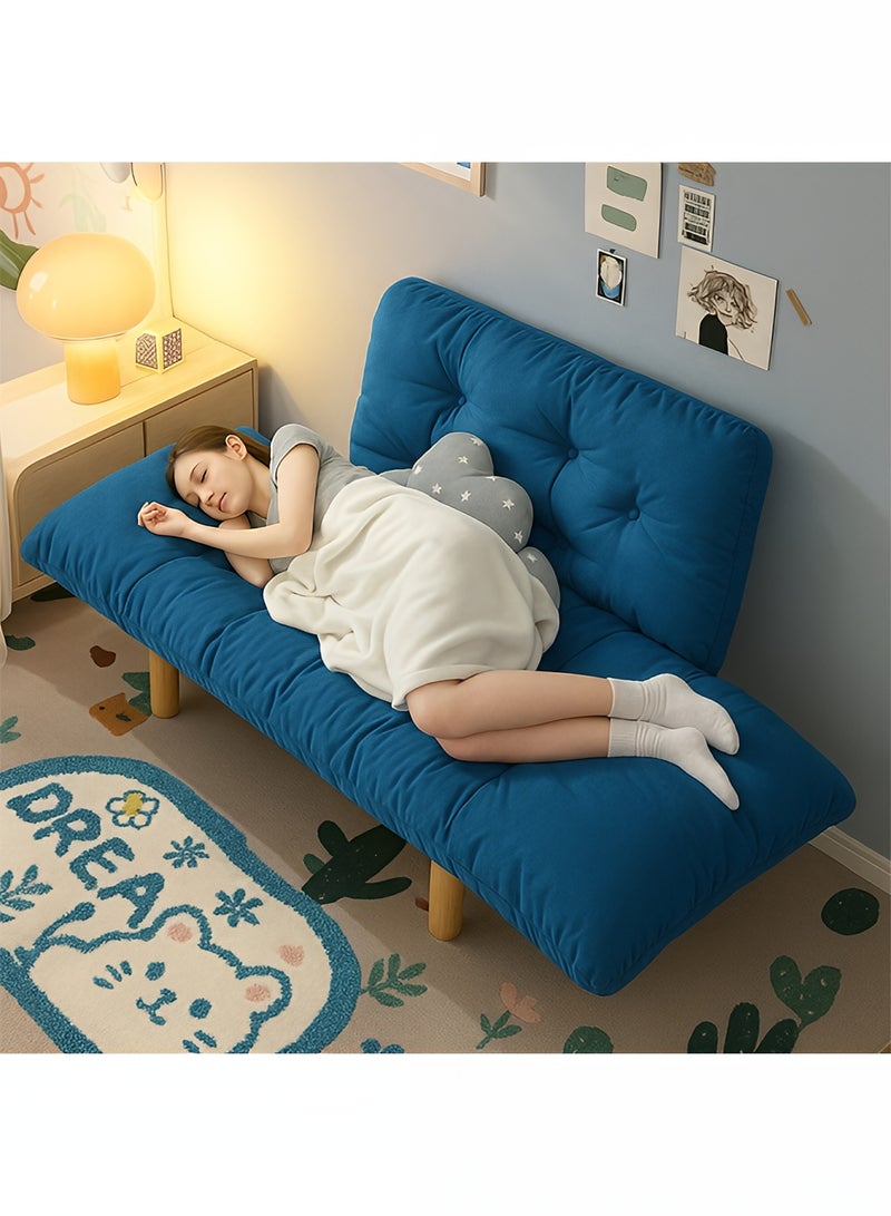 تايمي أريكة قابلة للطي لشخصين، اريكة سرير بذراعين ومسند ظهر قابل للتعديل، سرير قابل للطي لغرفة المعيشة والمكتب والنوم - أزرق - Image 4