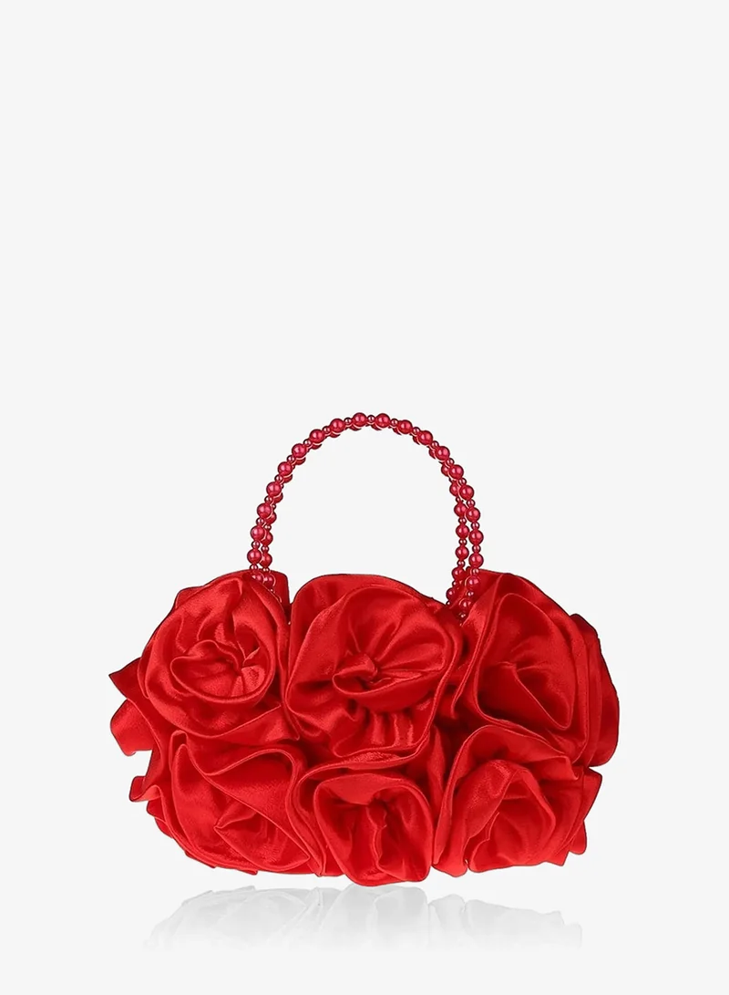 Sunfere Satin Rosettes Pearl Handbag