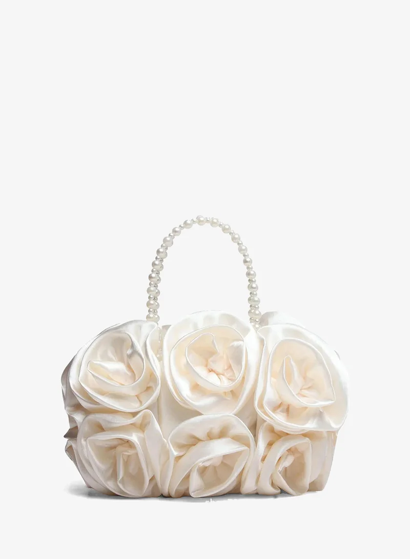 Sunfere Satin Rosettes Pearl Handbag