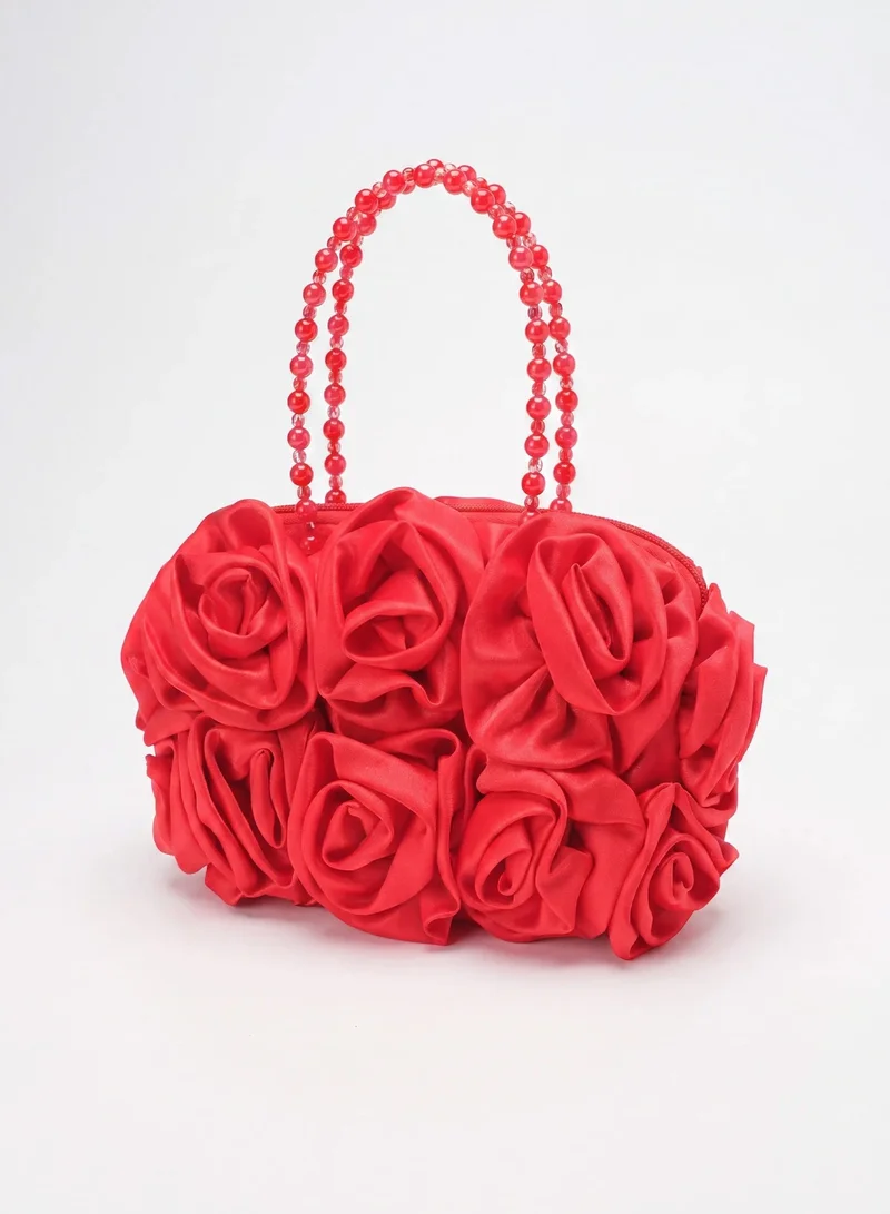 Sunfere Satin Rosettes Pearl Handbag