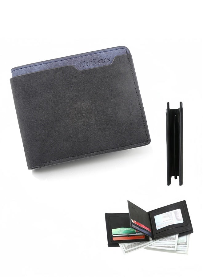 MenBense Men's Ultra-thin Wallet Short High-end PU Coin Purse Multiple Card Slots - Image 1