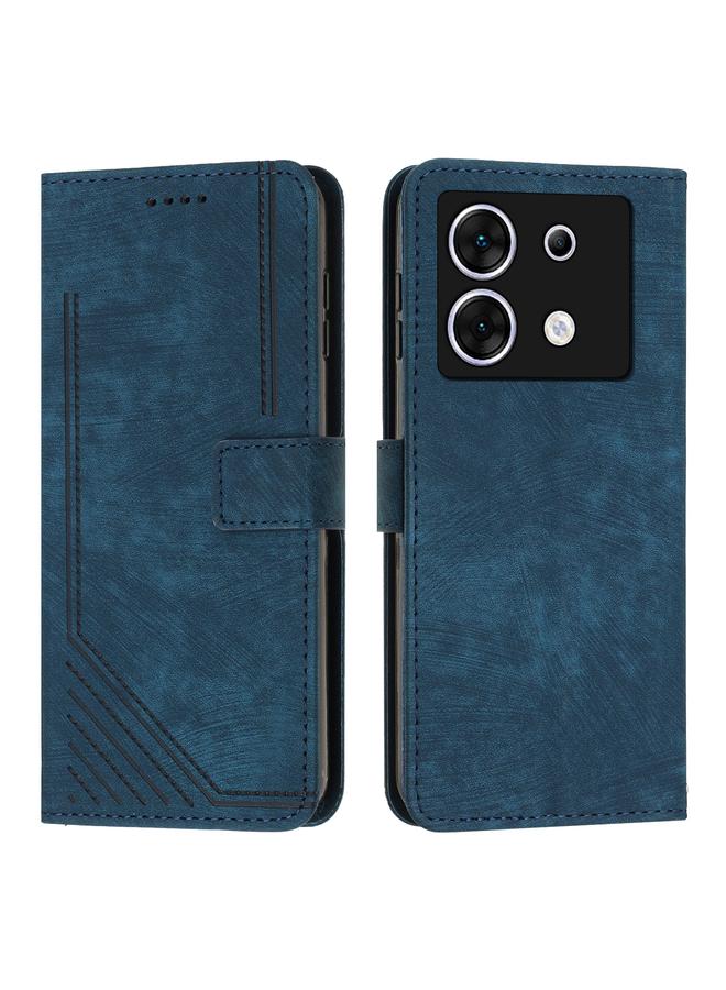 زبون جراب هاتف Infinix Zero 30 5G مصنوع من الجلد بتصميم مخطط مع حبل تعليق - Image 1