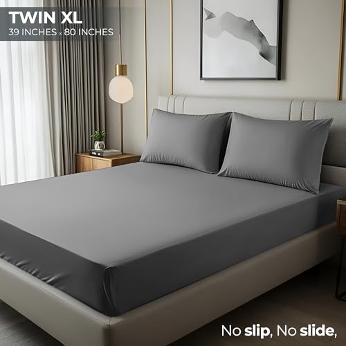 Utopia Bedding شيت مفروشات يوتوبيا توين XL - شيت سفلي - جيب عميق - ميكروفايبر ناعم - مقاوم للانكماش والتلاشي - سهل العناية - شيت مفروش واحد فقط (رمادي) - Image 2