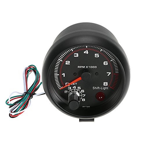 Carrfan- 3.75" Car Universal Black Tachometer Gauge White Inter Shift Light 0-8000 RPM, Only for 12V Petrol Vehicles - Image 5