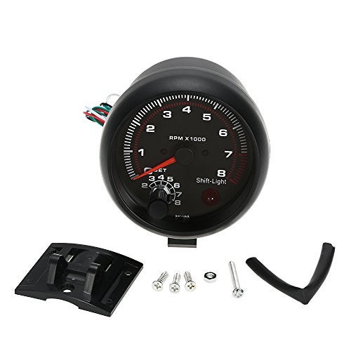 Carrfan- 3.75" Car Universal Black Tachometer Gauge White Inter Shift Light 0-8000 RPM, Only for 12V Petrol Vehicles - Image 2