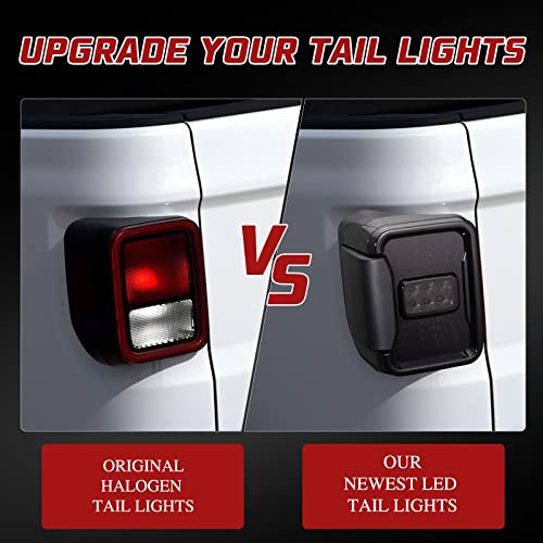 BUNKER INDUST LED Tail Lights Fit for Jeep Gladiator JT 2020 2021, Smoked Tail Lamp Brake Light Turn Signal Light Reverse Rear Back Light Assembly(Black Housing Smoke Lens), 1 Pair - Image 2