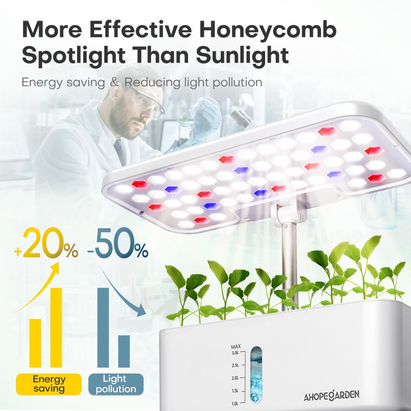 Ahopegarden Indoor Garden Hydroponics Growing System: 10 Pods Plant Germination Kit Herb Vegetable Growth Lamp Countertop with LED Grow Light - Hydrophonic Planter Grower Harvest Lettuce - Image 2