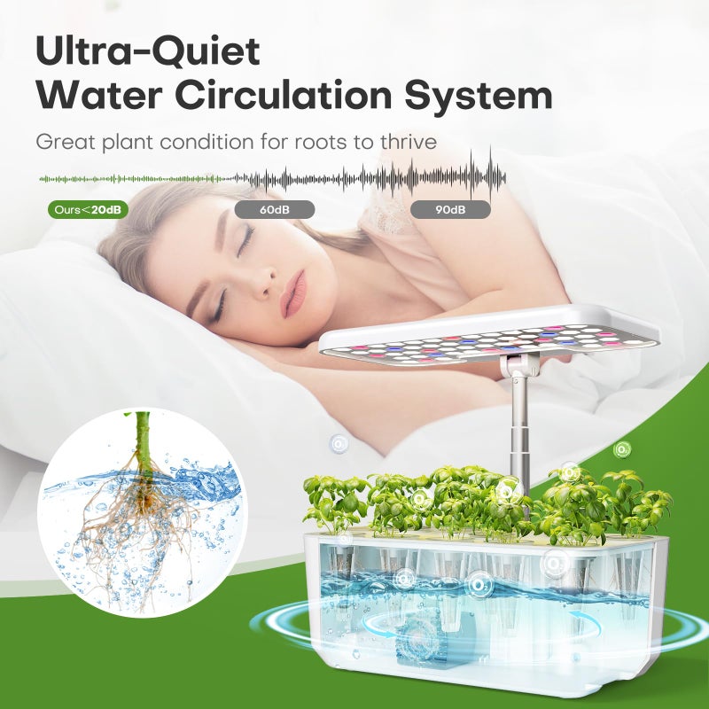 Ahopegarden Indoor Garden Hydroponics Growing System: 10 Pods Plant Germination Kit Herb Vegetable Growth Lamp Countertop with LED Grow Light - Hydrophonic Planter Grower Harvest Lettuce - Image 5