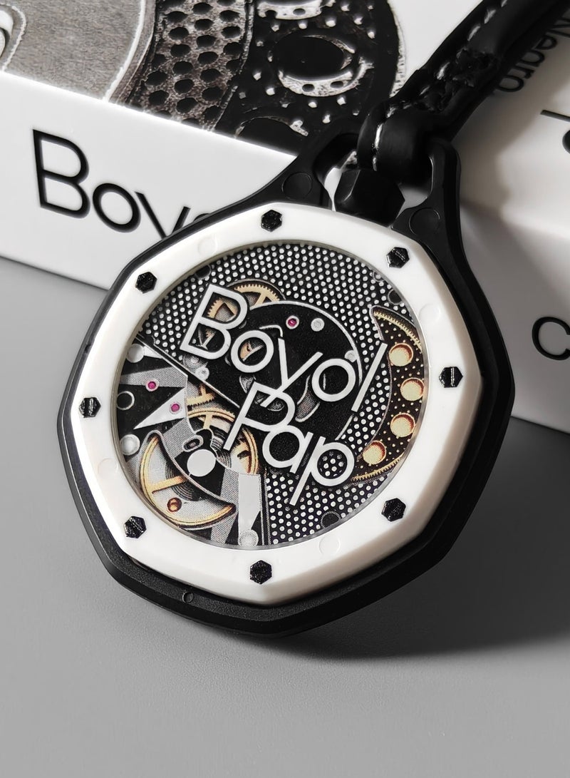 D-Sport Pocket Watch, Unisex Hanging Watch with Leather Lanyard, Octagonal Bezel and Boyol Pap Graphic Dial, Bag Charm for Backpack – The Best Fashion Gift - Image 4