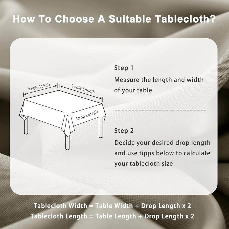 DWCN Table Cloth Wipe Clean Tablecloth Wipeable Tablecloths Taupe Table Cloths Rectangle 140x240cm(55x95in) Water Resistant Tablecloth Polyester - Image 3