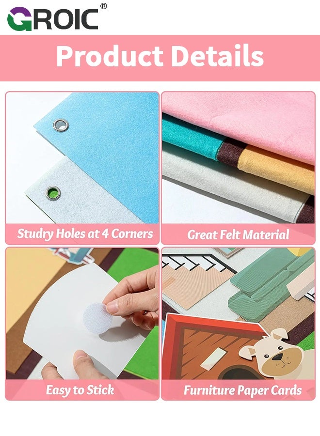 GROIC Teaching Felt Board for Kids,Cosmetic House Toddler Educational Toy, Preschool Storytelling, Interactive Learning Kit,Durable Felt Wall Activity,Home Classroom Play,Parent-child Fun interaction - Image 3