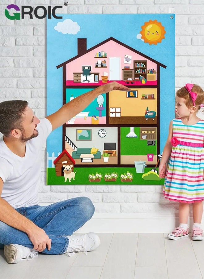 GROIC Teaching Felt Board for Kids,Cosmetic House Toddler Educational Toy, Preschool Storytelling, Interactive Learning Kit,Durable Felt Wall Activity,Home Classroom Play,Parent-child Fun interaction - Image 4
