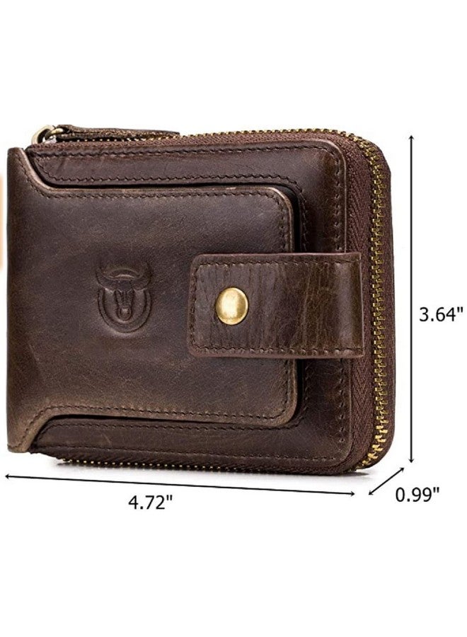 Contacts Men's Genuine Leather Wallet | RFID Blocking Zip Around Bifold Wallet for Men | Up to 11 Card Slots Including 1 ID Window and 2 Bill compartments (Brown) - Image 5