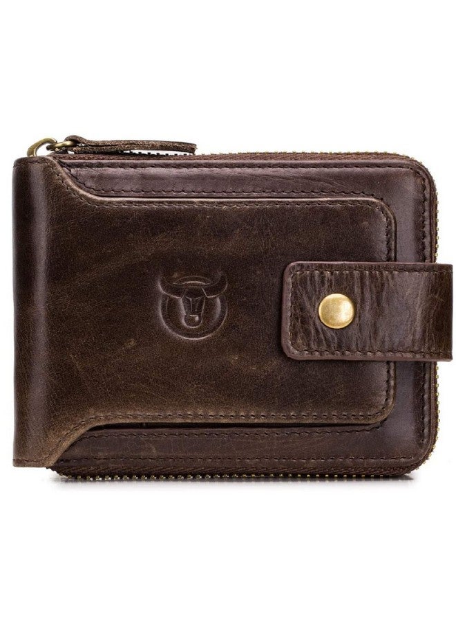 Contacts Men's Genuine Leather Wallet | RFID Blocking Zip Around Bifold Wallet for Men | Up to 11 Card Slots Including 1 ID Window and 2 Bill compartments (Brown) - Image 1