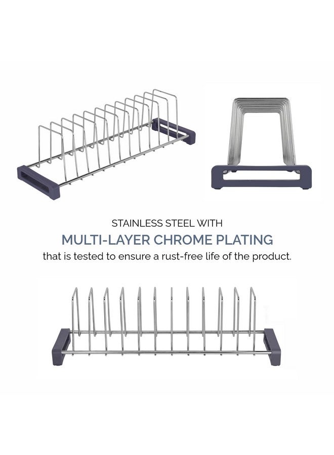 LAPO 18 Inch Stainless Steel Kitchen Plate Rack, Multipurpose Dish Rack Stand, Utensil Rack -11 Sections-Chrome Finish- Height-6 Inch (18 Inch Rack for 20 Inch Tandem Box) Pack of 1 - Image 5