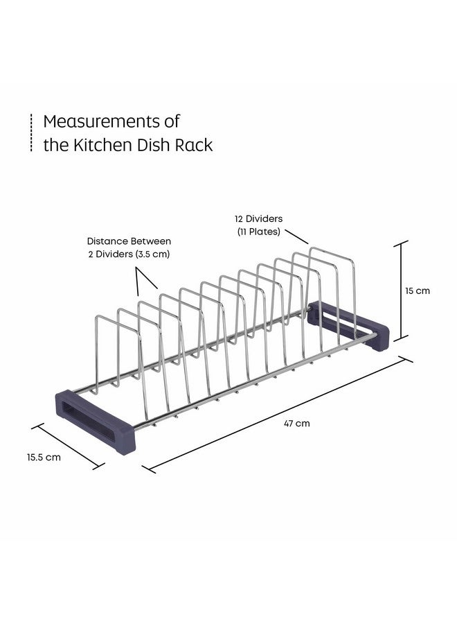 LAPO 18 Inch Stainless Steel Kitchen Plate Rack, Multipurpose Dish Rack Stand, Utensil Rack -11 Sections-Chrome Finish- Height-6 Inch (18 Inch Rack for 20 Inch Tandem Box) Pack of 1 - Image 3