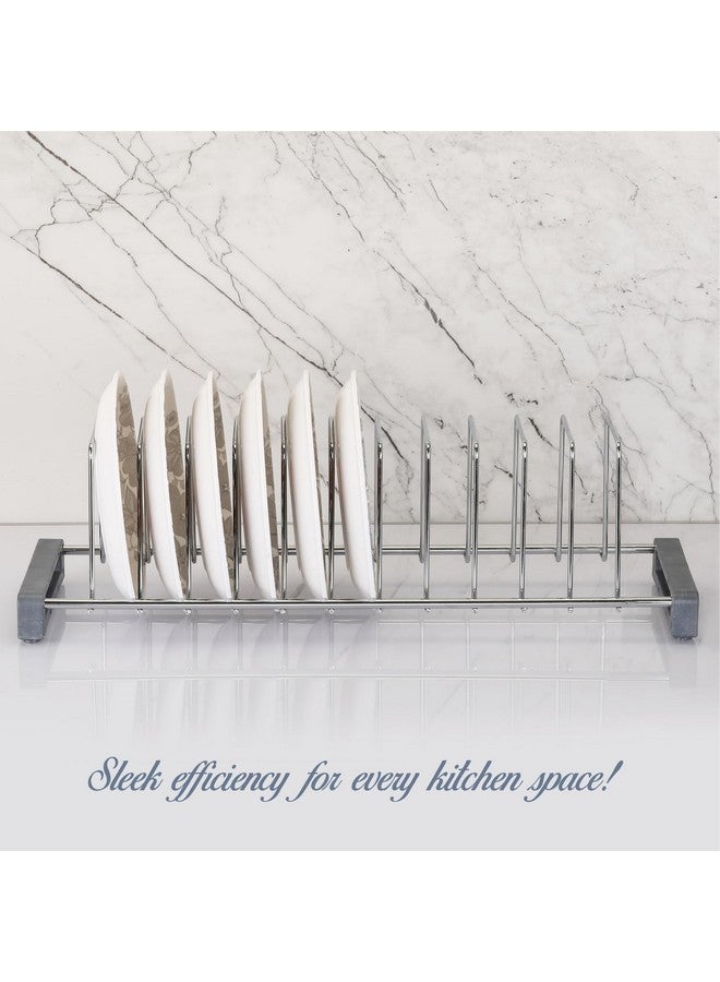 LAPO 18 Inch Stainless Steel Kitchen Plate Rack, Multipurpose Dish Rack Stand, Utensil Rack -11 Sections-Chrome Finish- Height-6 Inch (18 Inch Rack for 20 Inch Tandem Box) Pack of 1 - Image 2