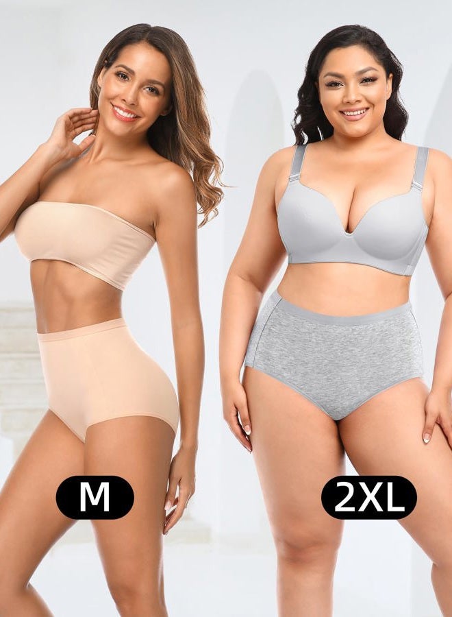 Envlon Womens Cotton Underwear High Waisted Panties Soft Stretch Full Coverage Postpartum Ladies Briefs Multi Pack, Multicolored A, 6pack, M - Image 2