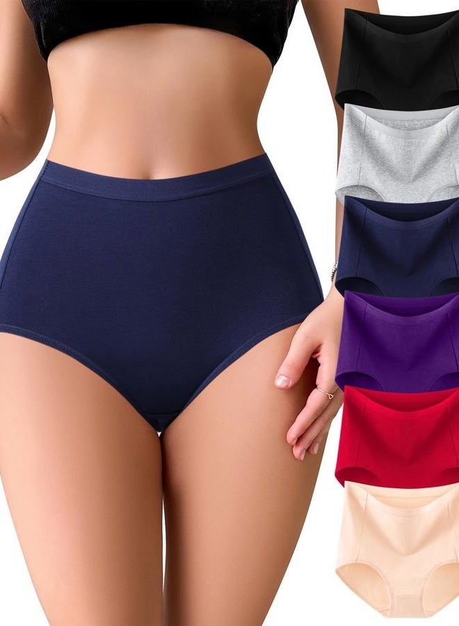 Envlon Womens Cotton Underwear High Waisted Panties Soft Stretch Full Coverage Postpartum Ladies Briefs Multi Pack, Multicolored A, 6pack, M - Image 1