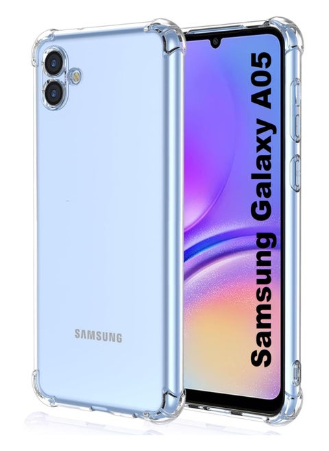 Samsung Galaxy A05 Clear Transparent Case Soft Flexible TPU Back Cover Anti Drop Shockproof Case with Reinforced edge Bumper Corner for Samsung Galaxy A05