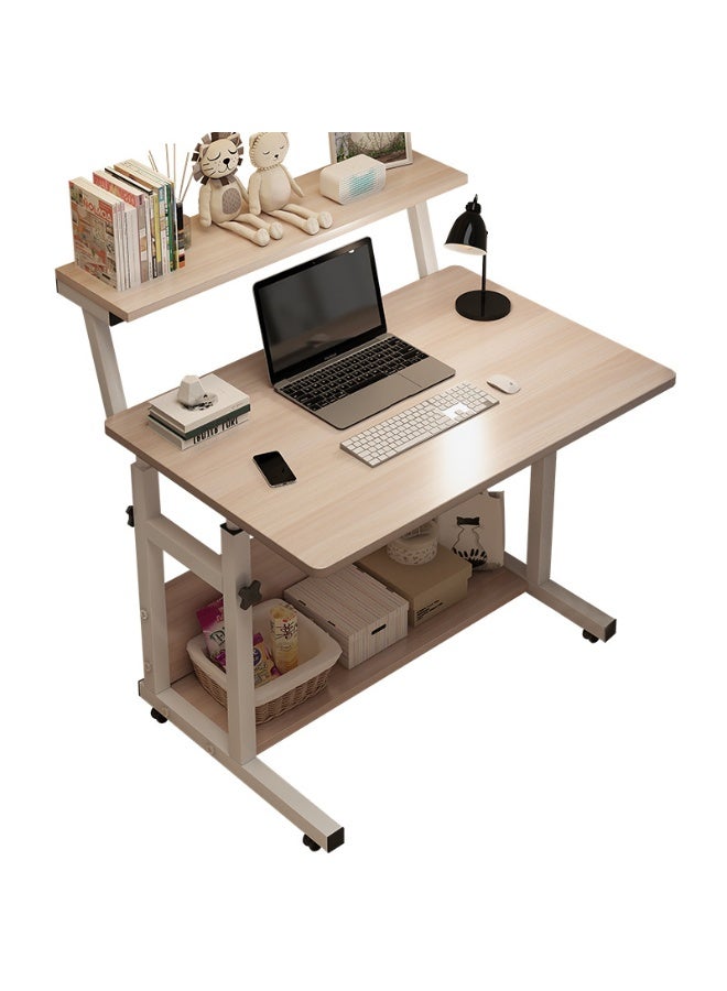 جورونب مكتب كمبيوتر منزلي، طاولة دراسة متعددة الأغراض مع رف تخزين ورف كتب، تصميم موفر للمساحة للمنزل والمكتب 80 × 40 سم سطح مكتب، ارتفاع قابل للتعديل 65-80 سم لون الخشب - Image 1
