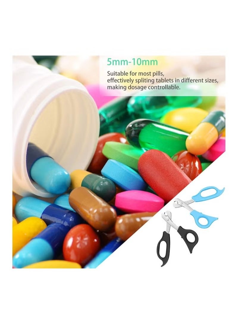 2 Pieces Splitter Scissors Cutter with Stainless Steel Blade and Ergonomic Handle Crusher Travel Medicine Box - Image 4