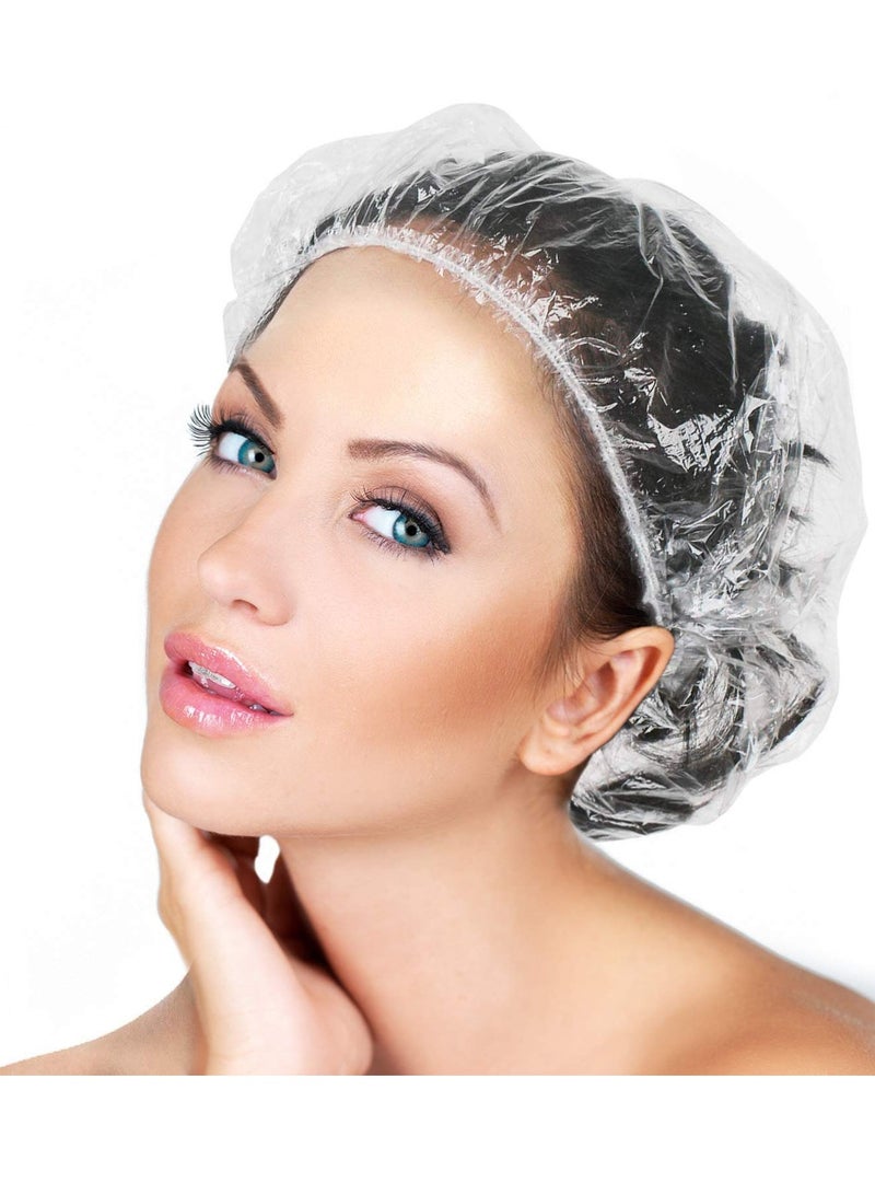 AIDIQIU 30pcs Disposable Shower Caps-Multi-Purpose Thickening Elastic Bath Cap Plastic Waterproof Clear Shower Cap Bath Shower Caps Women Spa,Men Hair Caps,Home Use,Hotel and Hair Salon, Travel.(Size 46CM)  - Image 1