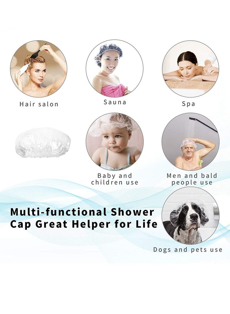 AIDIQIU 30pcs Disposable Shower Caps-Multi-Purpose Thickening Elastic Bath Cap Plastic Waterproof Clear Shower Cap Bath Shower Caps Women Spa,Men Hair Caps,Home Use,Hotel and Hair Salon, Travel.(Size 46CM)  - Image 2