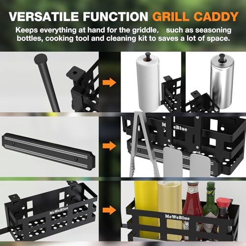 MeWeBlue Griddle Caddy for Blackstone Griddles Prep Cart, Space Saving Grill Accessories Storage Caddy, BBQ Accessories Holder for Blackstone 28”-36” Grill with a Magnetic Tool Holder Paper Towel Holder - Image 4