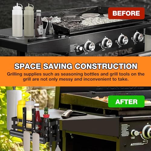 MeWeBlue Griddle Caddy for Blackstone Griddles Prep Cart, Space Saving Grill Accessories Storage Caddy, BBQ Accessories Holder for Blackstone 28”-36” Grill with a Magnetic Tool Holder Paper Towel Holder - Image 3