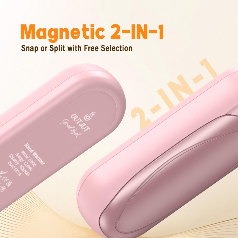 OUTJUT Hand Warmers Rechargeable 2 Pack, 2025 Upgraded Electric Portable Hand Warmers 7000mAh Electric Portable Pocket Heater with 3 Levels Warmth, Gift for Women Men, Pink - Image 5