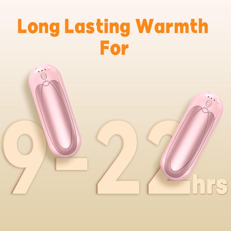 OUTJUT Hand Warmers Rechargeable 2 Pack, 2025 Upgraded Electric Portable Hand Warmers 7000mAh Electric Portable Pocket Heater with 3 Levels Warmth, Gift for Women Men, Pink - Image 4
