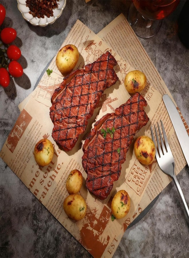 YIHAOSSING Artificial Lifelike Steak Fake Cooked Roast Beef Simulated Food Steak Meat Model Simulation Food for Market Display Photography Props Party Decoration(2pcs) - Image 5