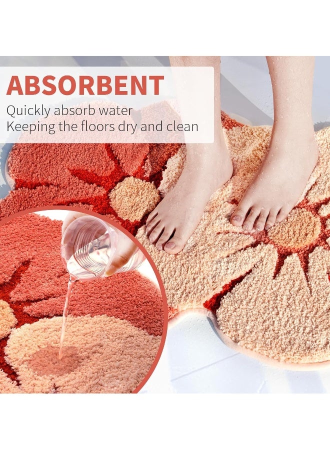 Bath mat, soft thickened microfibre lovely flowers bathroom rug, absorbent quick drying non-slip bathtub floor mat, machine washable - Image 3