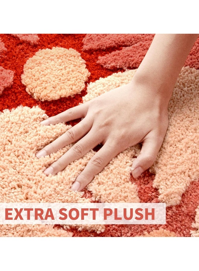 Bath mat, soft thickened microfibre lovely flowers bathroom rug, absorbent quick drying non-slip bathtub floor mat, machine washable - Image 4
