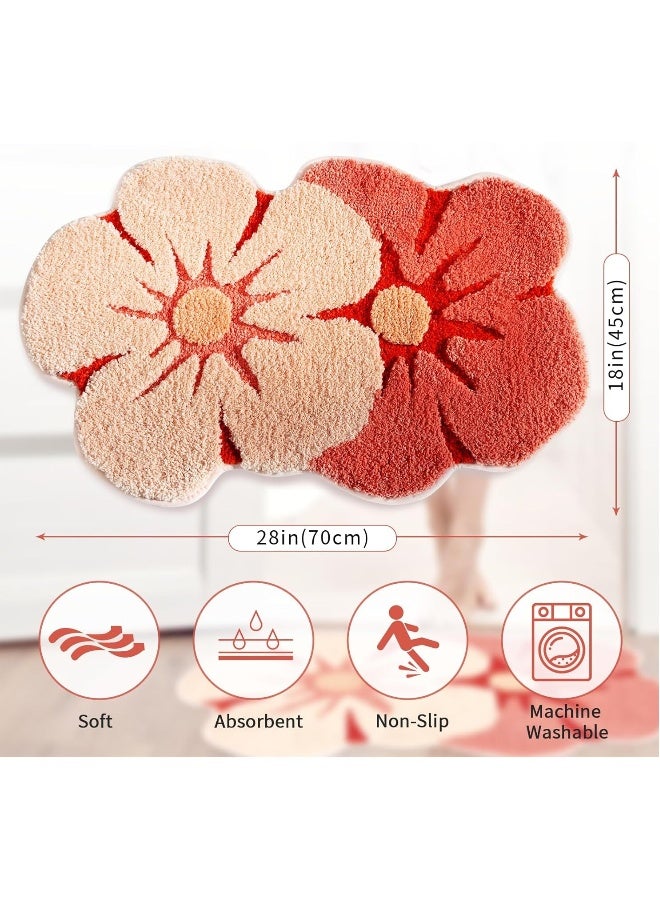 Bath mat, soft thickened microfibre lovely flowers bathroom rug, absorbent quick drying non-slip bathtub floor mat, machine washable - Image 2