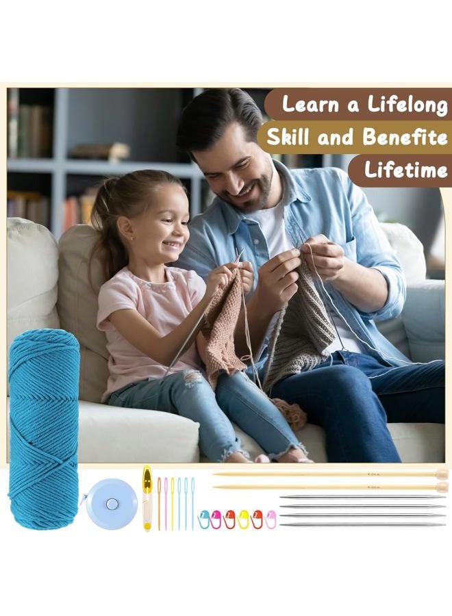 Maasechs Knitting Kit for Beginners Adults Learn to Knit Hat Scarf Glove Complete Knitting Starter Kit with Yarn, Needles, Faux Pom Pom and Step by Step Instruction for Women and Men - Image 5