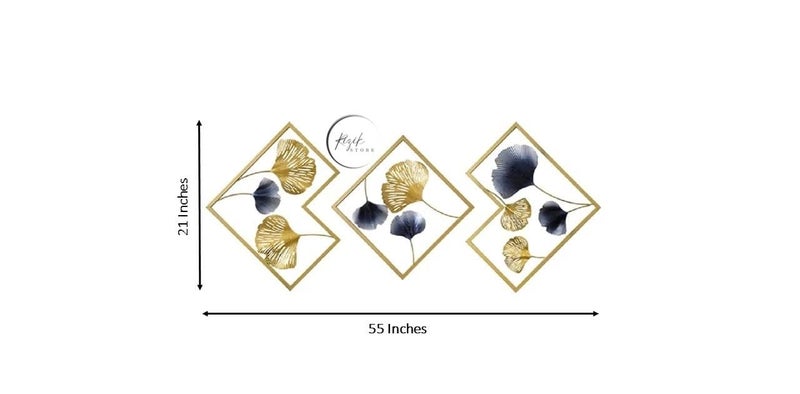 RIZIK STORE® Metal Abstract Figures handcrafted Wall Sculpture wall art multicolor for Home Decoration, Living room, drwaing room & Bedroom (PACK OF 3) WDD-NEW (FLORAL GOLD) - Image 2