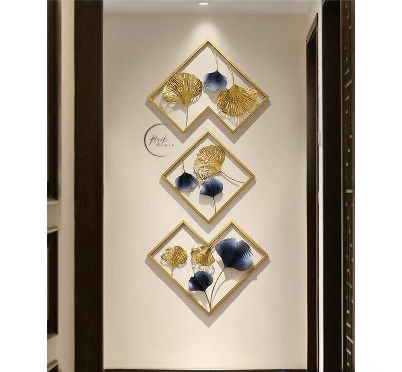 RIZIK STORE® Metal Abstract Figures handcrafted Wall Sculpture wall art multicolor for Home Decoration, Living room, drwaing room & Bedroom (PACK OF 3) WDD-NEW (FLORAL GOLD) - Image 4