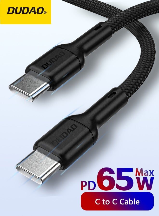 DUDAO 65W Type C Cable Fast Charger, 1M Fast Charging Data Cable, Type C to Type C Nylon Charge Cord, Intelligent Chip, 480Mbps Transfer Speed, for supports all TYPE-C interface devices - Image 1