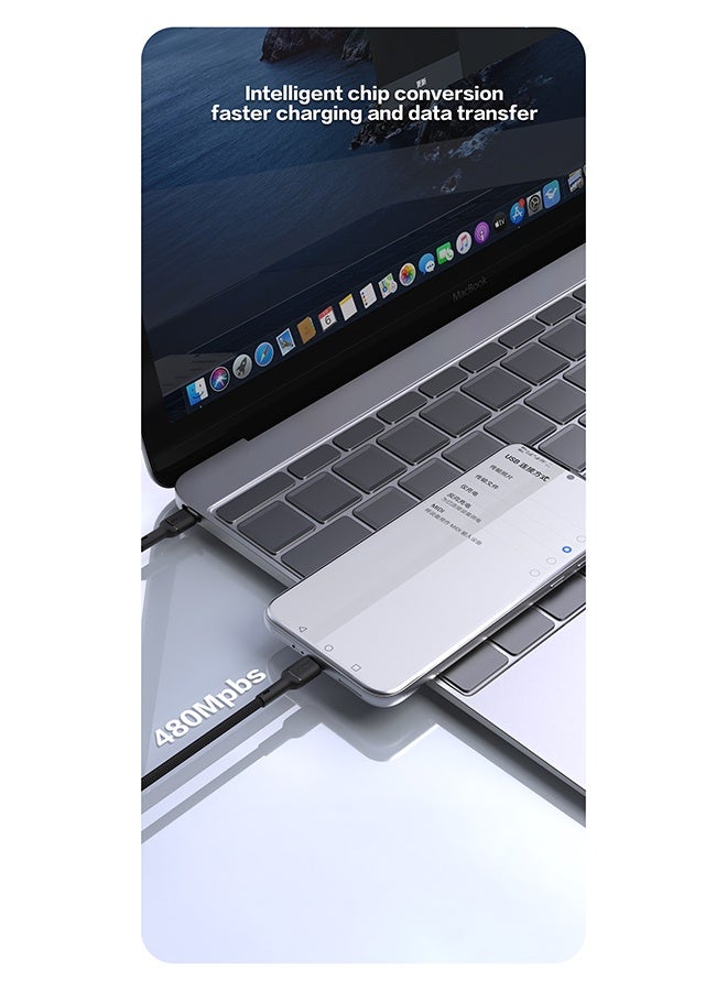 DUDAO 65W Type C Cable Fast Charger, 1M Fast Charging Data Cable, Type C to Type C Nylon Charge Cord, Intelligent Chip, 480Mbps Transfer Speed, for supports all TYPE-C interface devices - Image 2