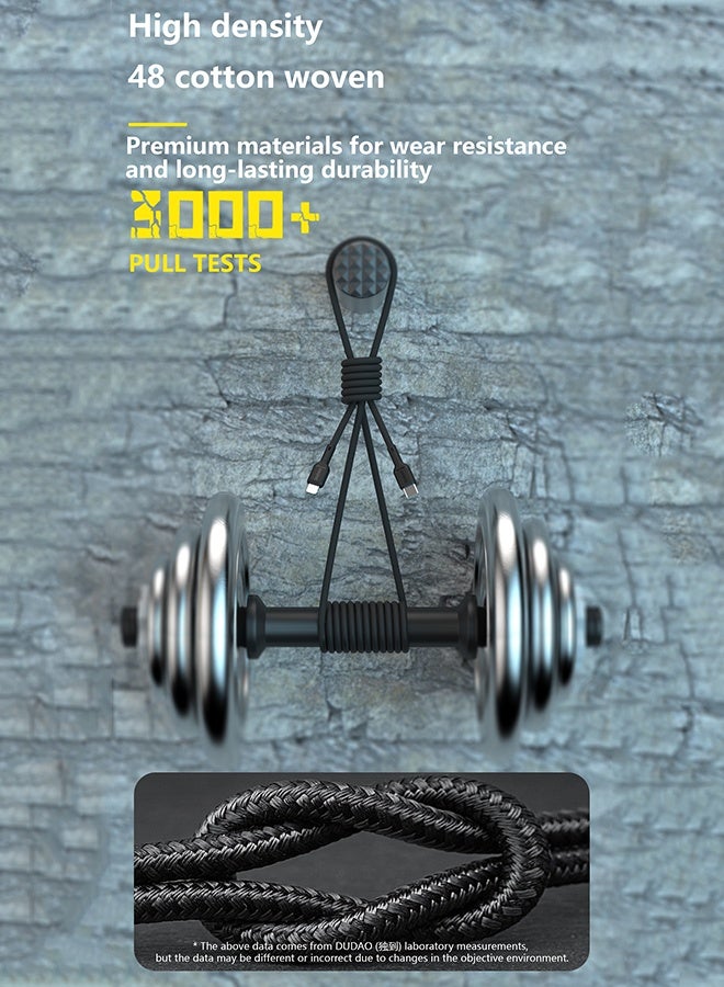 DUDAO 65W Type C Cable Fast Charger, 1M Fast Charging Data Cable, Type C to Type C Nylon Charge Cord, Intelligent Chip, 480Mbps Transfer Speed, for supports all TYPE-C interface devices - Image 5