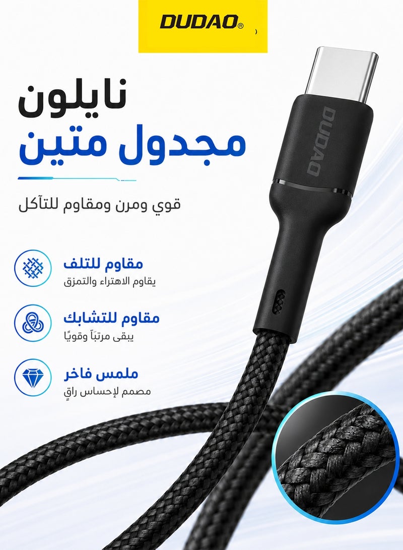 DUDAO 65W Type C Cable Fast Charger, 1M Fast Charging Data Cable, Type C to Type C Nylon Charge Cord, Intelligent Chip, 480Mbps Transfer Speed, for supports all TYPE-C interface devices - Image 2