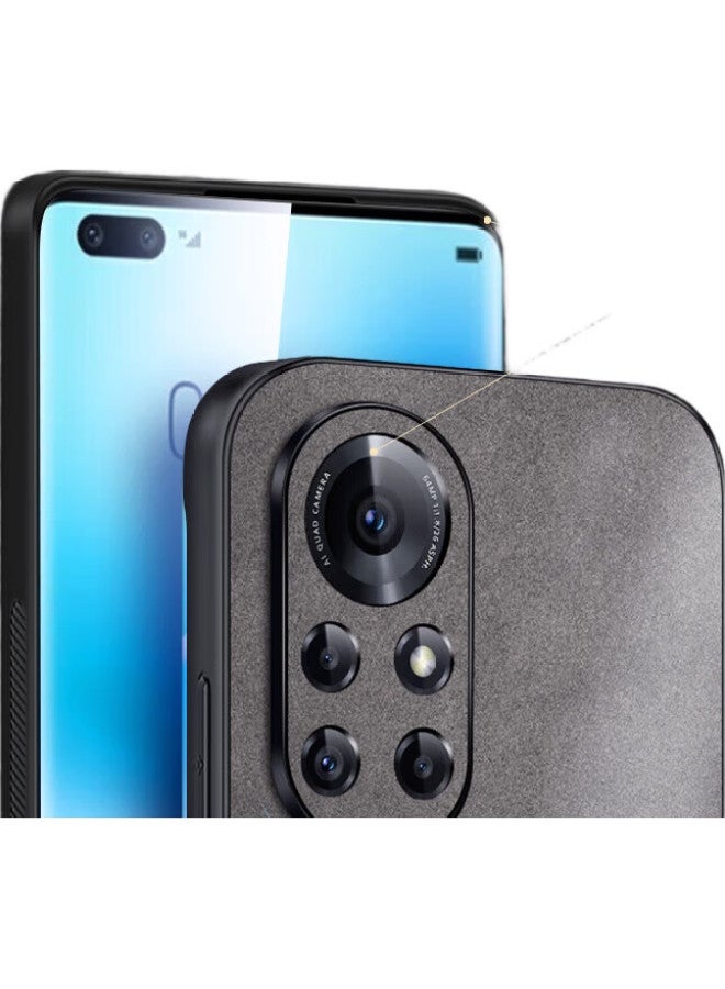 Shangsu, Suitable For Huawei Nova 8 Pro Phone Case, Nova 8 Pro Protective Cover, Shockproof, Full Lens Protection, Soft Shell, Simple Luxury Lambskin Outer Case, For Women And Men, Leather Case, Black - Image 1