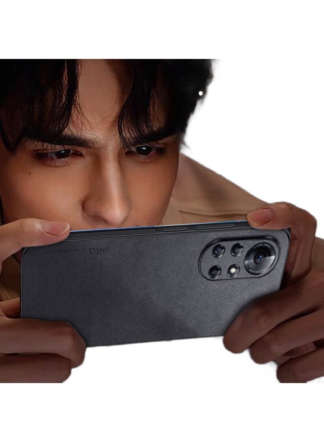 Shangsu, Suitable For Huawei Nova 8 Pro Phone Case, Nova 8 Pro Protective Cover, Shockproof, Full Lens Protection, Soft Shell, Simple Luxury Lambskin Outer Case, For Women And Men, Leather Case, Black - Image 3