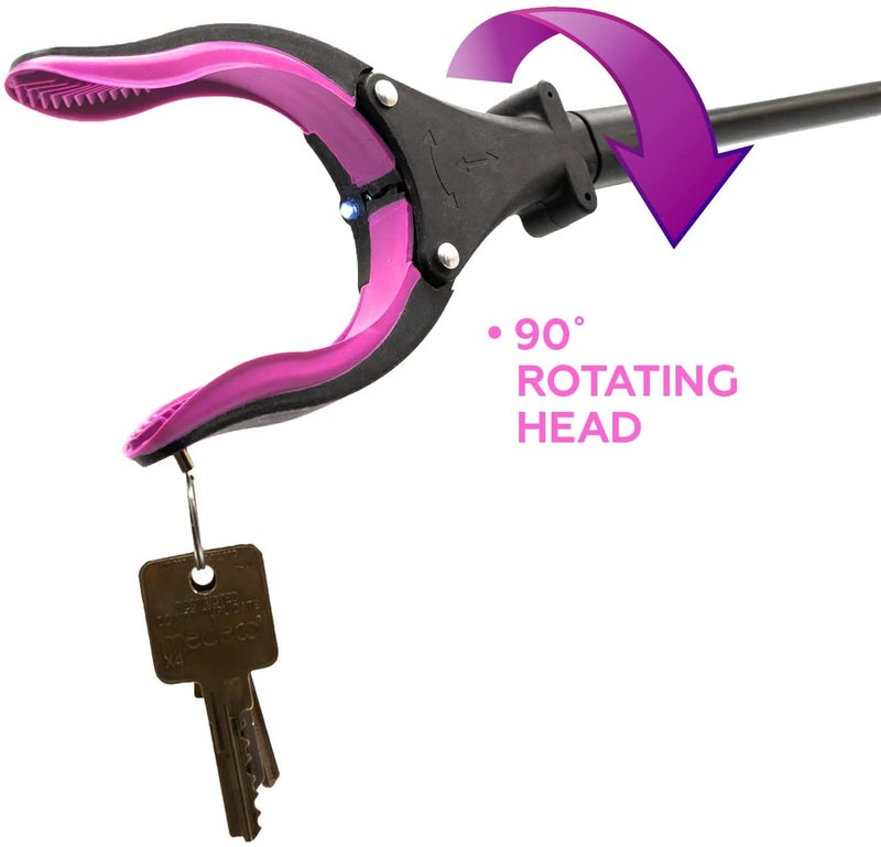 Luxet Grabber Tool 19" Aluminum Magnetic Claw with LED Light, Lightweight Foldable Reacher Grabber Pickup Tool, Gripper Grabbers for Elderly Grab Reaching Tool Trash Picker Grabber, Pink, by Luxet 2-Pack - Image 5