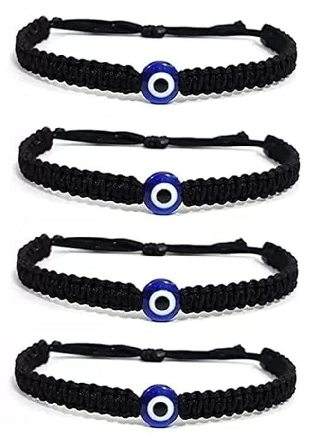 SUSVIJ Handmade Evil Eye Bracelet Set - Adjustable Black Thread Nazar Bracelets for Men, Women, Boys & Girls (Pack of 4) - Image 1