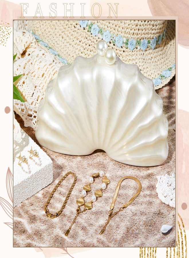 Quelay 3 Pcs Acrylic Seahell Purse Summer Jewelry Beachy Bracelets Shell Earrings for Women Seashell Purse Seashell Earrings Vacation Accessories for Women Party Birthday Vacation Gift - Image 4